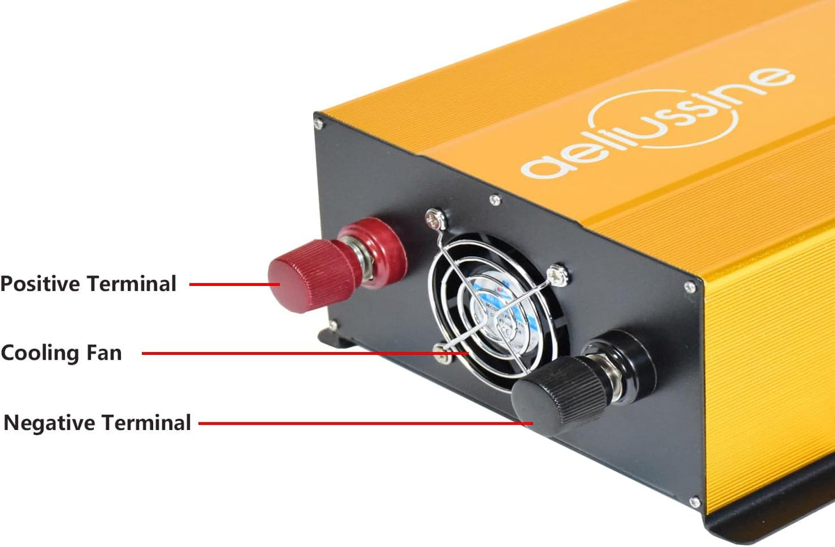 1500W Pure Sine Wave Inverter-36V DC to 110V 120V AC Power Converter with 2 AC Outlets, 36 Volt Power Inverter for Truck, Rv, Camping, Home, Emergency Power