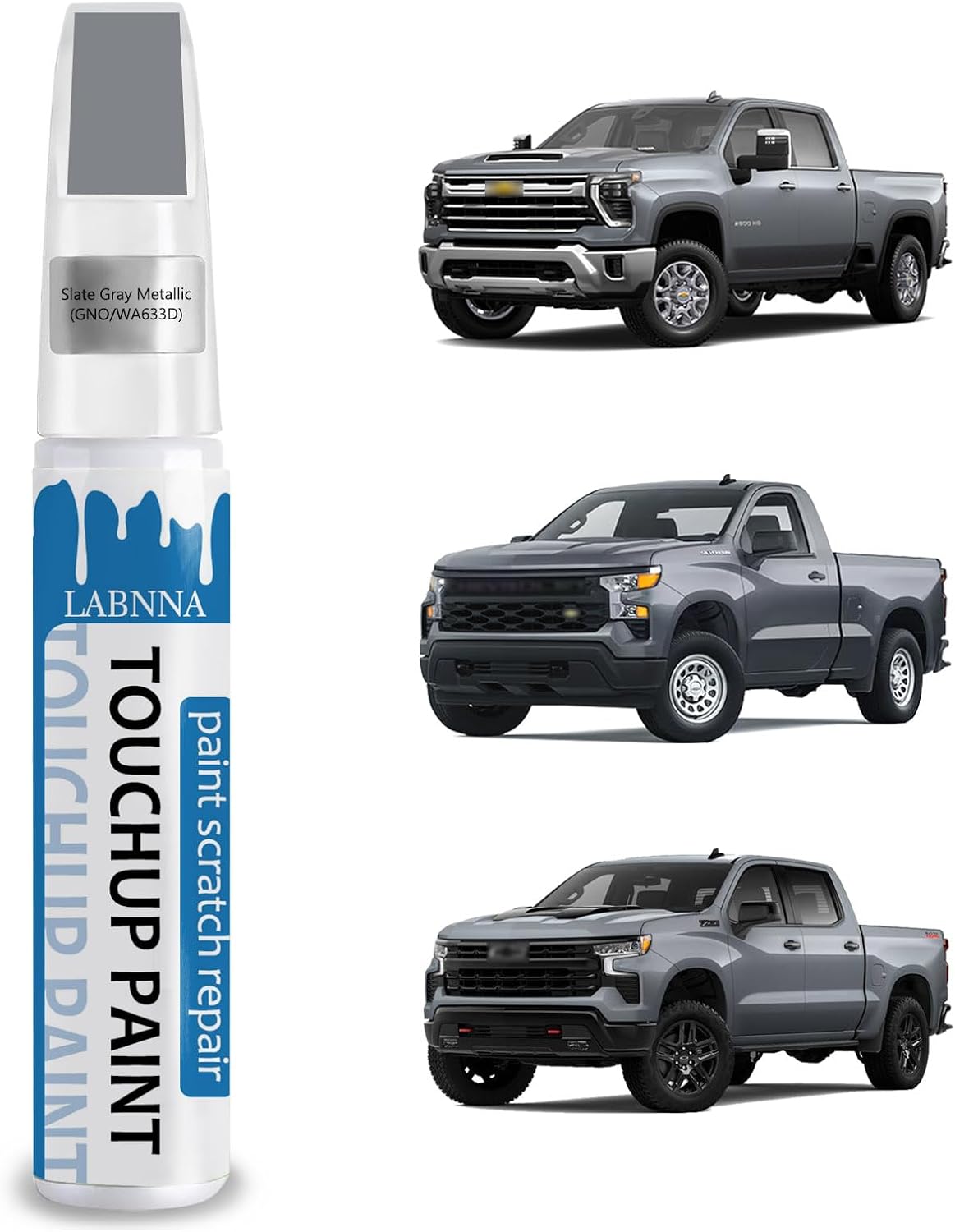 Slate Gray Metallic(GNO/WA633D) Touch Up Paint for Chevrolet-Exact Match 2 in 1 touchup Paint Pen for Chips and Nicks Repair Car Paint Scratch Repair Kit