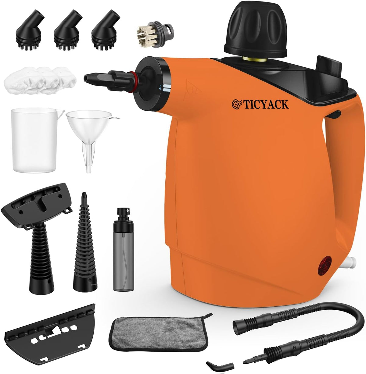 Steam Cleaner, Steam Cleaner for Home, Handheld Steam Cleaner with 16 Accessories and Automatic Steam Switch Suitable for Daily Cleaning of Living Rooms, Kitchens, Ovens and Tile Joints (Orange)