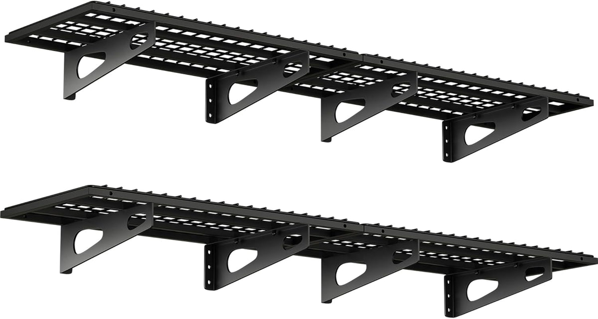 4-Pack 1.5x3FT Garage Shelving 17.7-inch-by-35.8-inch Wall Shelf Garage Storage Rack Wall Mounted Floating Shelves,Black