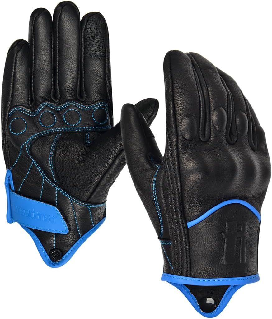 Harssidanzar Women's Motorcycle Gloves,Leather Motorcycle Gloves, Motorbike Gloves, Road Racing, Cycling, Climbing, Powersports Gloves Touchscreen GL016