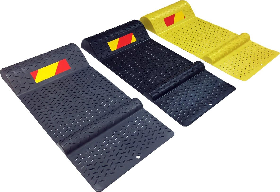 Electriduct Pack of 6 Plastic Parking Mat Guides for Garage Vehicles, Antiskid Car Safety Park Aid - Black
