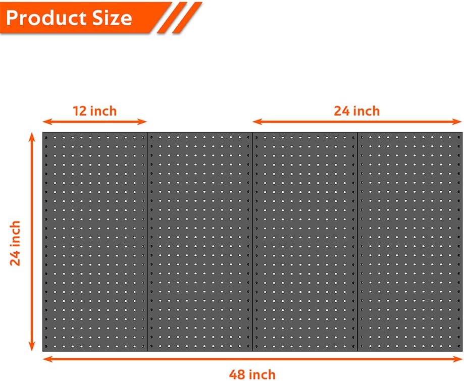 Ultrawall 4 Pcs Metal Pegboard Wall Panels, Peg Boards for Garage Tool Storage