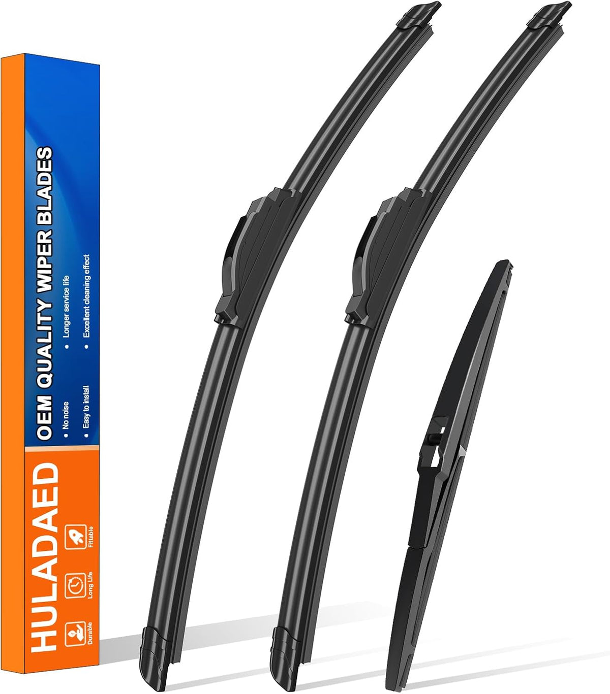 HULADAED® 26''+16''+12'' Windshield Wipers Replacement for Nissan Kicks 2023 2022 2021 2020 2019 2018,Silicone Front Rear Wiper blades for MY Car-All Weather & Quiet(3 PACK)