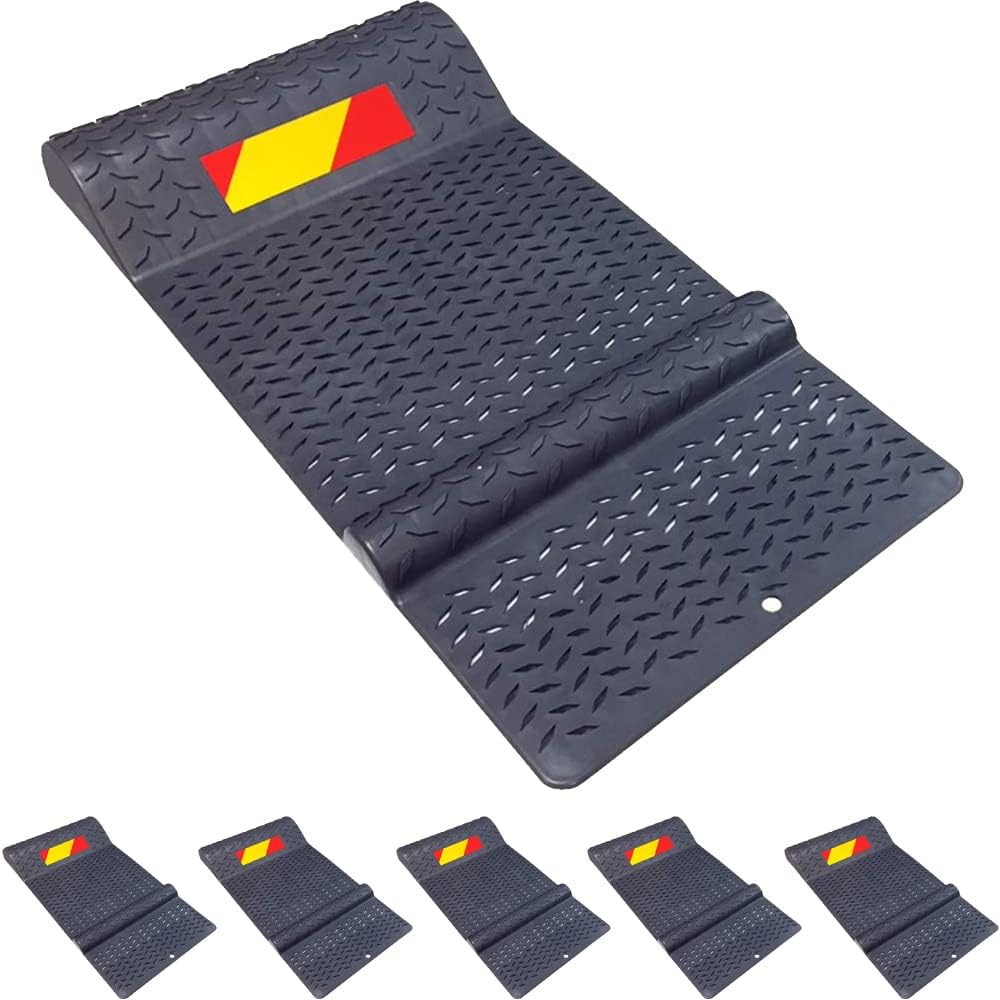 Electriduct Pack of 6 Plastic Parking Mat Guides for Garage Vehicles, Antiskid Car Safety Park Aid - Gray