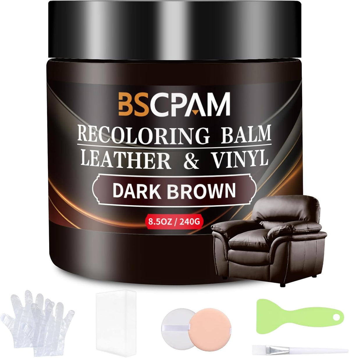Dark Brown Leather Recoloring Balm,Leather Couch Scratch/Stain Remover,Leather Repair kit for Vinyl Furniture and Car Interior,Leather Dye Paint for Scratched and Faded Leather Couches