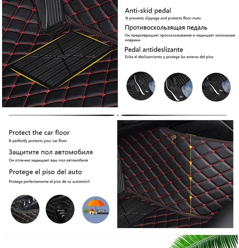 Custom Car Floor Mat Compatible with BMW Mercedes-Benz Toyota Cadillac Lexus Honda Infiniti Nissan Hyundai Kia Audi All Models Cars Sedans SUVs Automotive Mats (Black red)