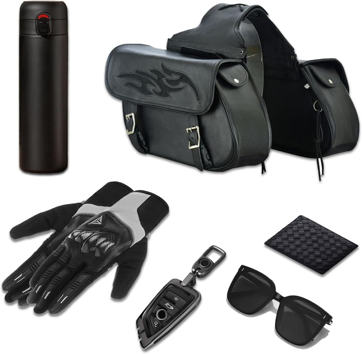 GARGOYLE BELLS Motorcycle Saddle Bags Leather Motorcycle Luggage Bag with Gun Holsters For Softails Sportsters and Choppers Waterproof Luggage Bags For Motorcycle