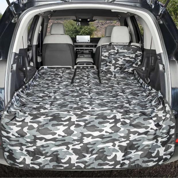 4Knines SUV Cargo Liner for Dogs, Trunk Mat for SUV, Durable Cargo Cover, Protector – Compatible with 60/40 Split Bench & Armrest Pass-Through, Waterproof, Machine Washable, Non-Slip (Large, Camo)