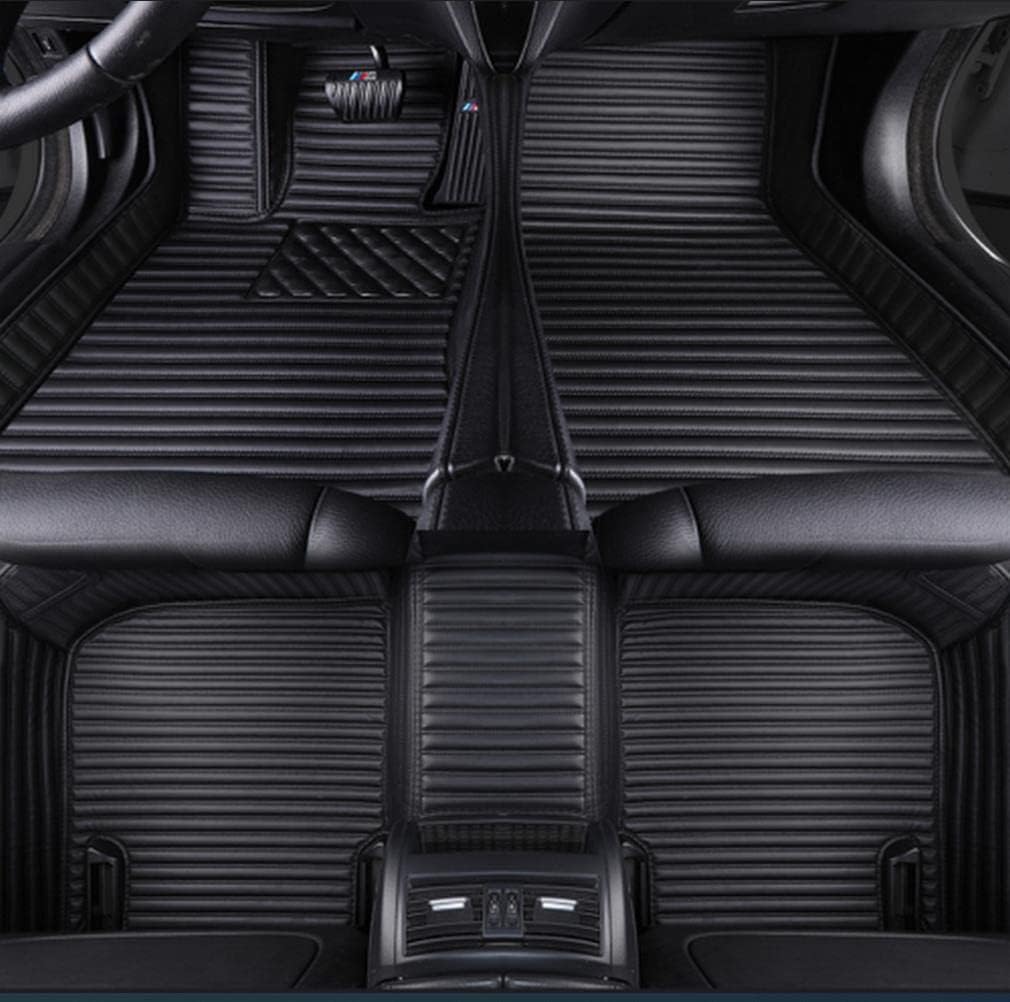 Custom Car Floor Mat Compatible with BMW Mercedes-Benz Toyota Cadillac Lexus Honda Infiniti Nissan Hyundai Kia Audi All Models Cars Sedans SUVs Automotive Mats (Black Stripe)