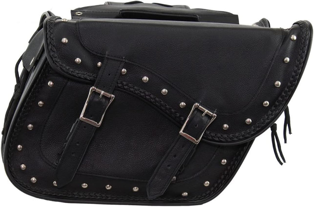 GARGOYLE BELLS Genuine Leather Motorcycle Saddle Bags Motorcycle Luggage Bag For Softails Sportsters Dyna ect