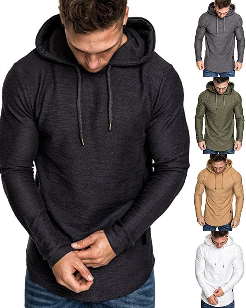 Lexiart Mens Fashion Athletic Hoodies Sport Sweatshirt Solid Color Fleece Pullover