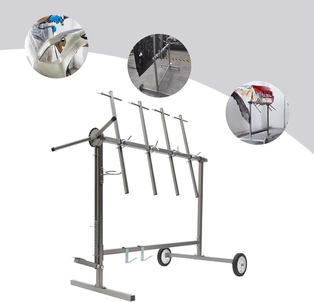 Adjustable Car Body Paint Rack, Paint Stand Repair Work Stand, Bumper/Body Panel/Door Hood Stand Holder, Auto Body Tool for Garages, Repair Shops, and DIY