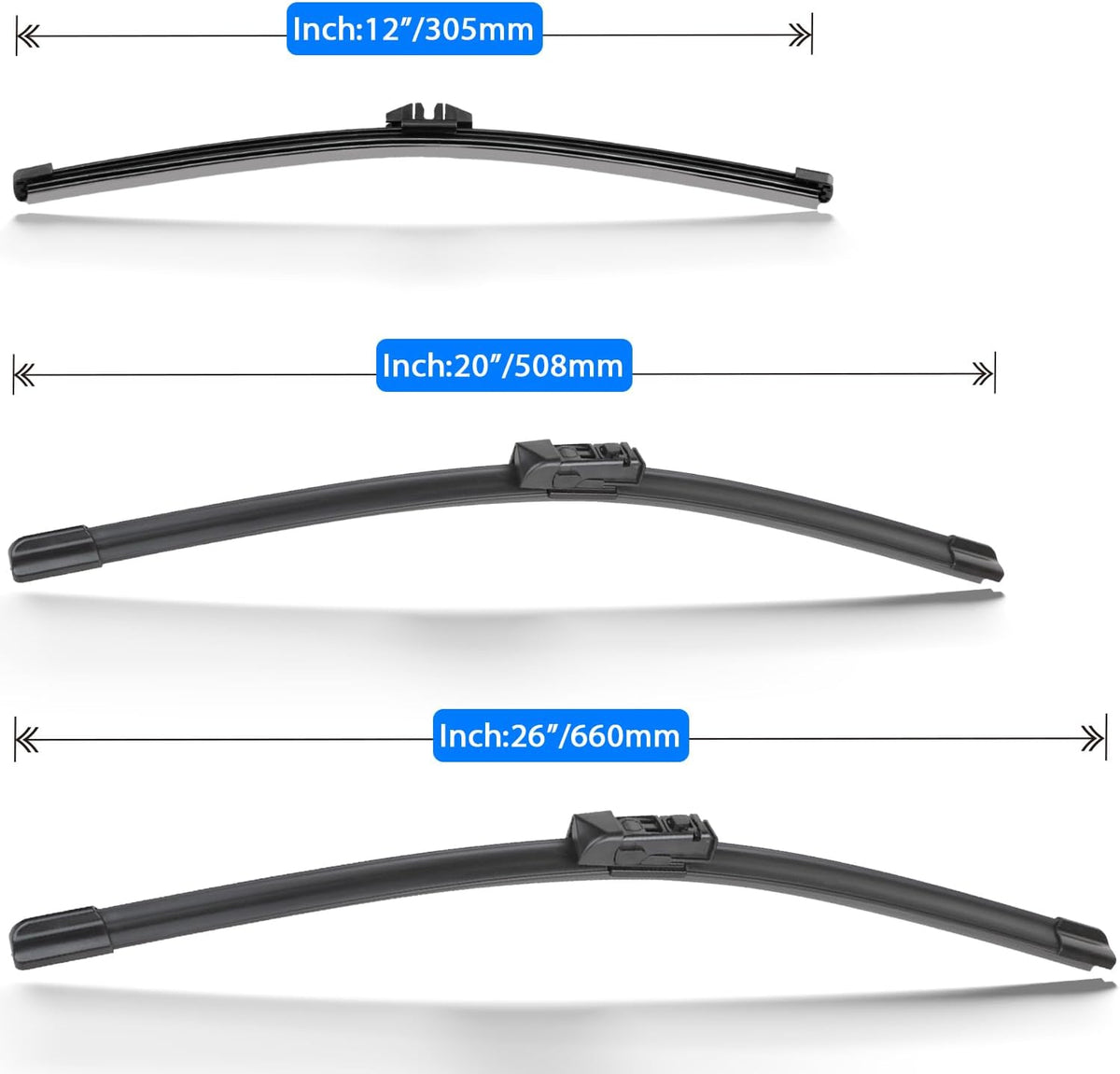 Windshield Wiper Blades Replacement for 2018-2023 BMW X3 X4 Original Factory Quality Front Rear Wipers Blade Set for My Car - 26" 20" 12" (Pack of 3)