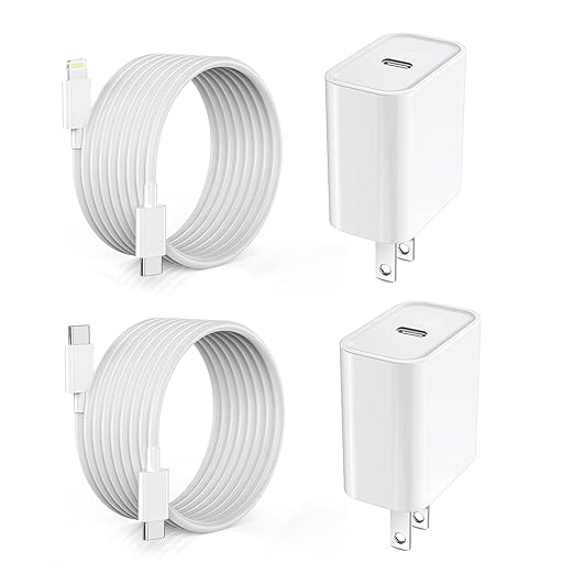 Extra Long 10FT iPhone Fast Charger,i Phone Charger Fast Charging【MFi Certified】2Pack 20W PD Fast USB C Charger Block + 10Foot i Phone Charging Cable Cord for iPhone 15/14/13/12/11/XS/XR/SE2022/8/iPad