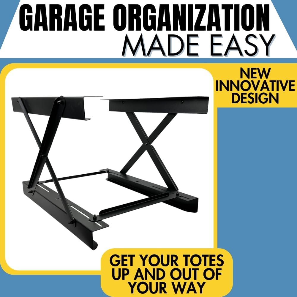 Koova Dual Rail Heavy Duty Overhead Garage Storage System - Stacking Overhead Storage Rails, Made in USA, Easy Installation, Hardware Included, Tote Bin Storage Solution