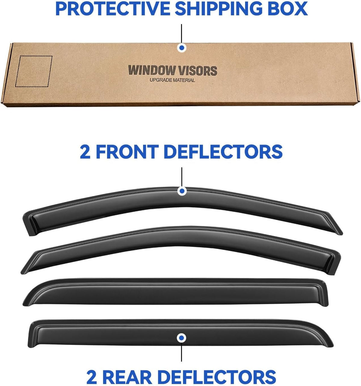 Window Visors Rain Guards for 2004 2005 2006 2007 2008 Ford F150 SuperCrew, Out-Channel Window Vent Wind Deflectors Visors Shades for 06 07 08 Lincoln Mark LT