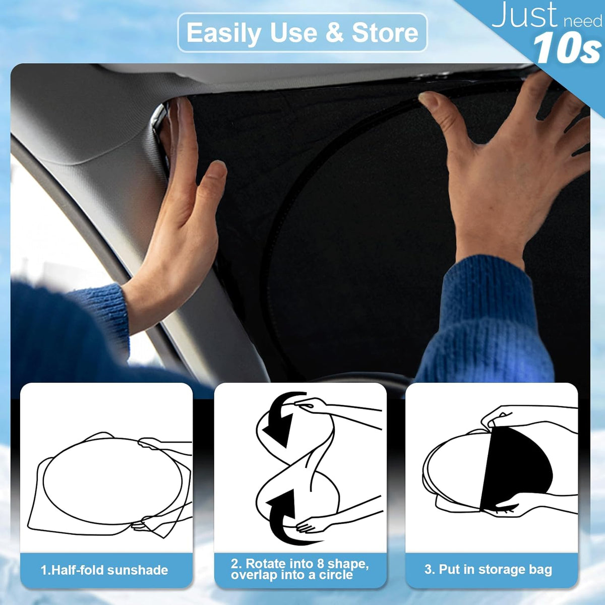 Sunshade for 2016-2024 2025 Chevrolet/Chevy Malibu Sun Shade Windshield Cover, Custom Fit Malibu Foldable Front Window Shield Sun Visor Protector 210T Reflective Blocks UV Rays Heat Car Accessories