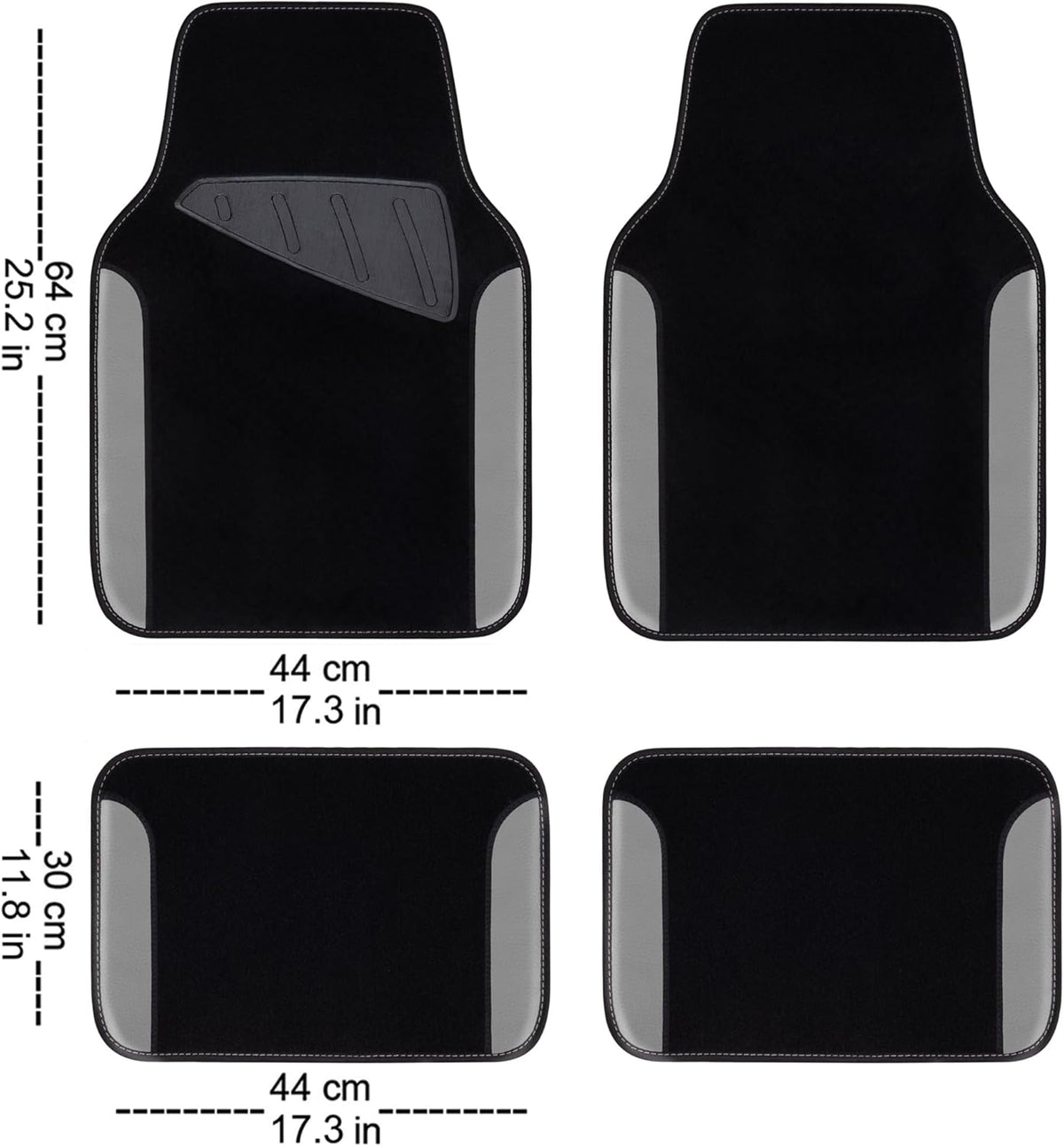 CAR PASS 3D Air Mesh Car Seat Covers Full Sets w/5mm Sponge, 4Pcs Waterproof Car Floor Mats, Steering Wheel Cover Universal Fit for SUV Sedan Truck, Airbag Compatible Automotive Interior(Black Gray)