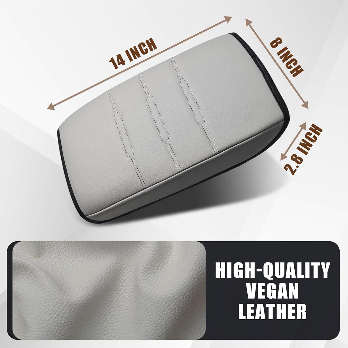 Muslogy Center Console Cover Compatible with 23 24 2025 2026 Honda CR-V Accessories CRV Hybrid LX EX EX-L Sport Touring Armrest Cover Lid Cushion Protector Vegan Leather Extra Soft(Gray/Gray Trim)
