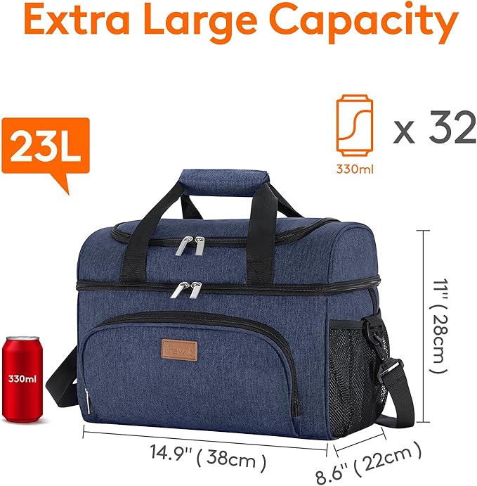Lifewit Insulated Cooler Bag, 32/48 Can Large Leakproof Beach Cooler, Lightweight Portable Double Layer Soft-Sided Travel Ice Chest for Camping, Kayaking, Road Trips, Grocery Shopping