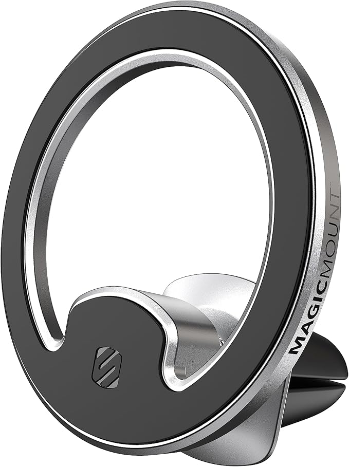 Scosche MagicMount MEMSV Elite2 Magnetic Phone Mount for Car Vent, MagSafe Phone Holder with 360° Adjustable Magnet Head, Cell Phone Stand Compatible with iPhone 16/15/14/13/12 & MagSafe Case, Silver