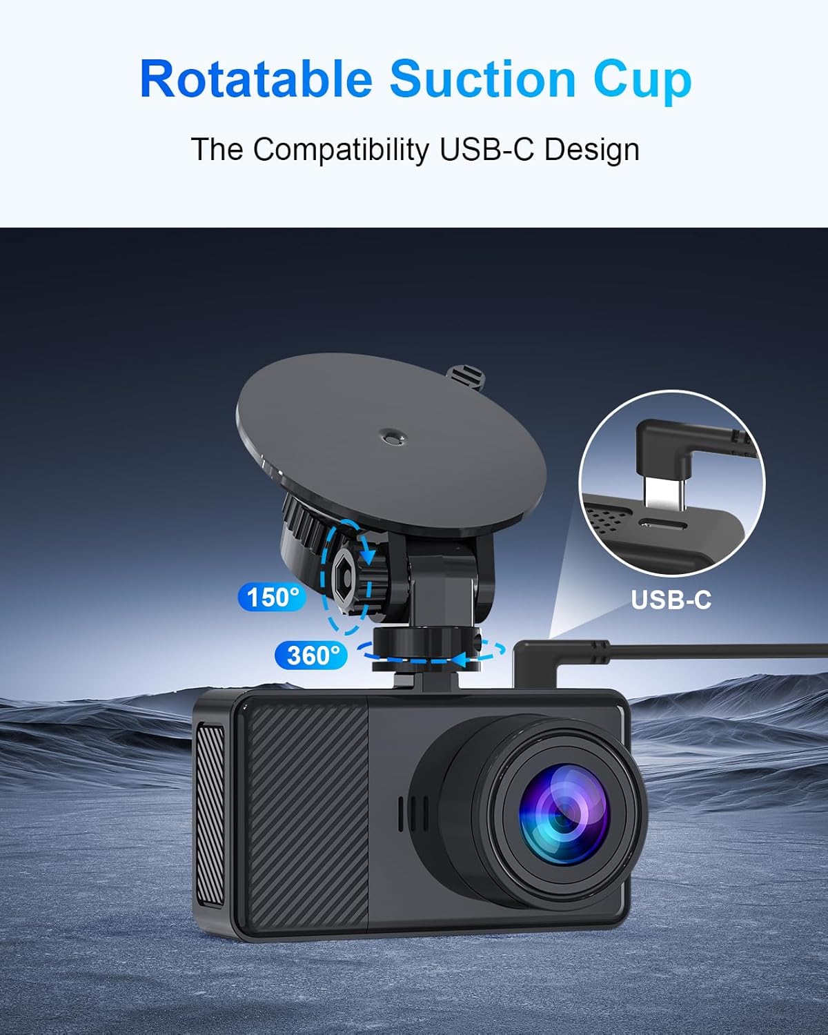 Dash Cam Front and Rear, 2.5K+1080P Dual Dash Camera for Cars, 2’’ Display Mini Car Camera, G-Sensor Dashcam, Night Vision, 24H Parking Mode, Loop Recording, 170°Wide Angle, 64GB Card Included, Black