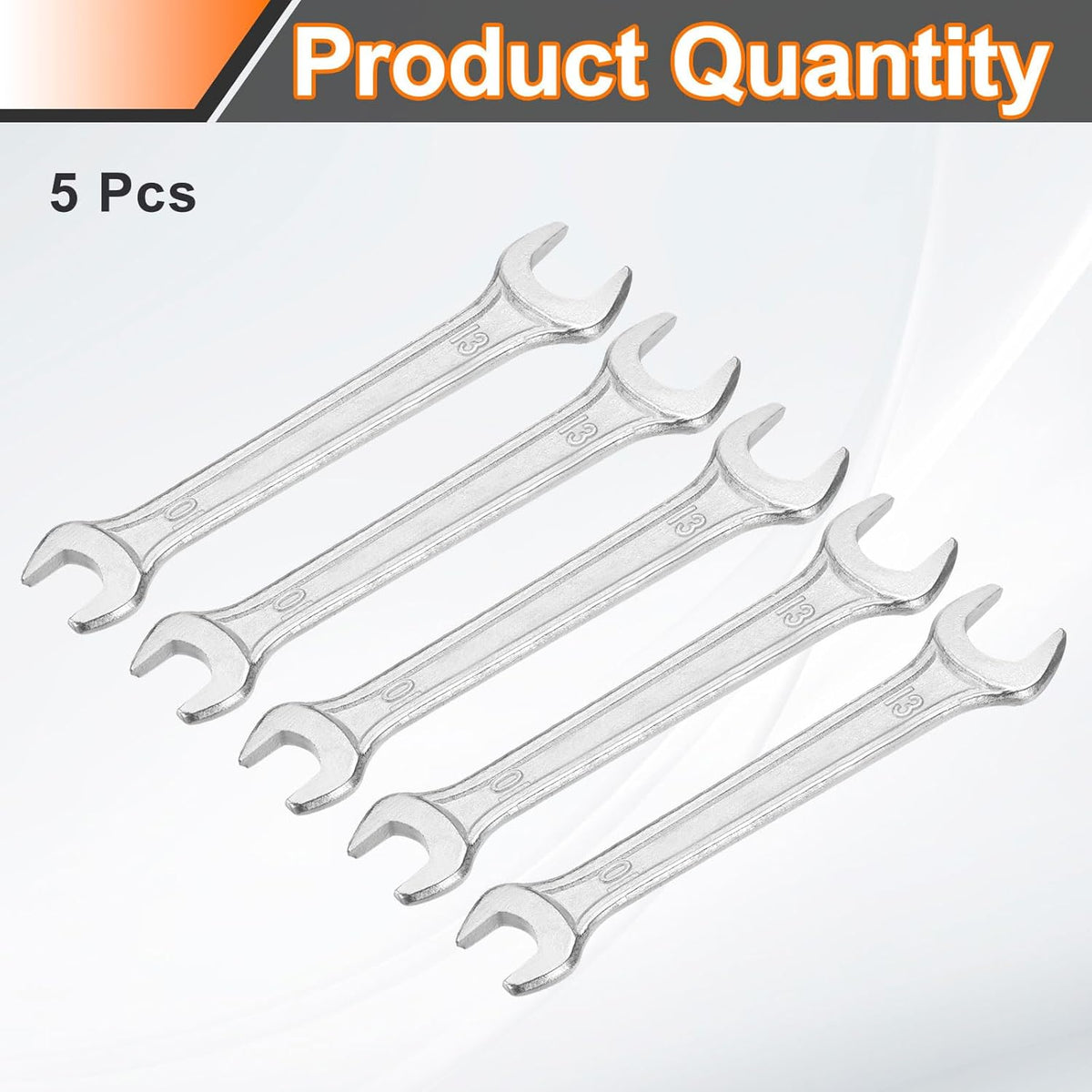 HARFINGTON 5pcs Double Open End Wrench 10mm x 12mm Metric 15 Degree Offset Angle Small Flat Head Wrench Galvanizing Open Ended Spanner for Automotive Repair Furniture Assembly