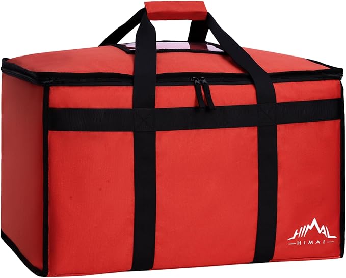 Himal Outdoors Insulated Food Delivery Bag XXXL-23Wx15Hx14D inches Premium Insulated Grocery Bag for HOT/COLD Food Delivery, Fit for Uber Eats, Doordash, Commercial Catering Transportation (Red)