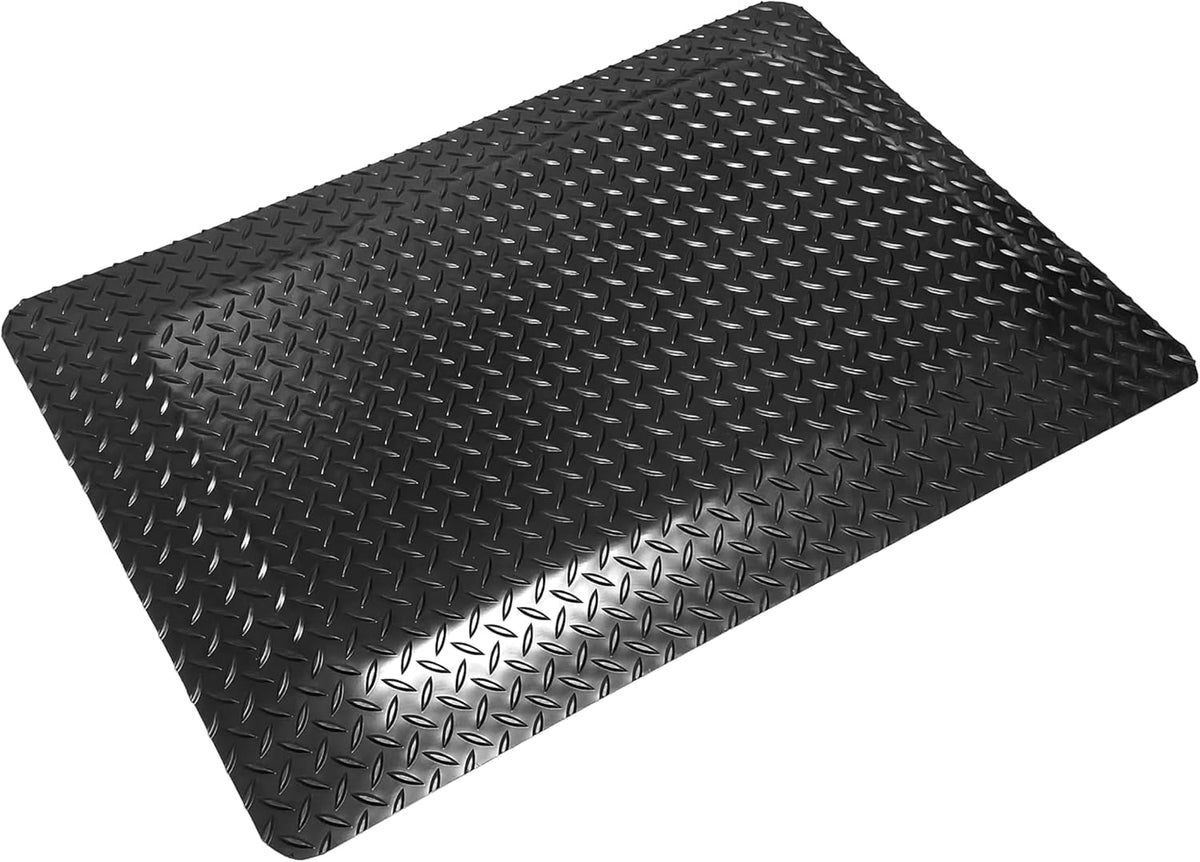 Rhino Mats, American Classic Diamond Anti-Fatigue Mats, Industrial Ergonomic Comfort Standing Mat for Work, Home, Garage, Office, Kitchen or Anywhere (Black 1" Thick, 4 FT. x 18 FT.)