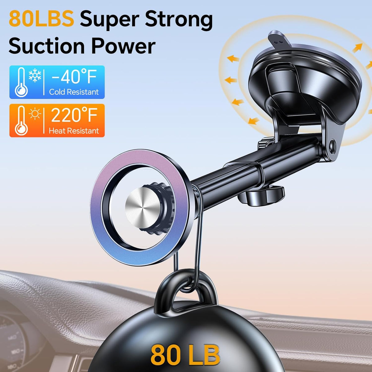 for MagSafe Car Mount【 Windshield + Vent + Dash 】 Magnetic Phone Holder for Car Phone Holder Mount Cell Phone Holders for Your Car Truck Suction Car Phone Mount for iPhone 16 Pro Max 15 14 13 12 Plus