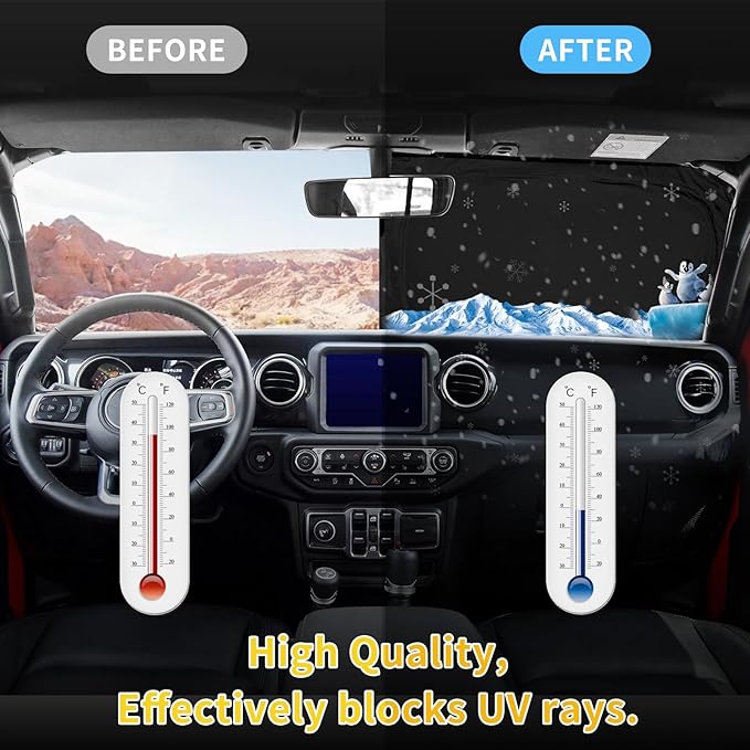 for Ford Bronco Sport 2021-2025 2026 Sunshade Sun Shade Windshield Cover - 4 Layers Front Window Shade for Bronco Sport -250T Retractable Custom Fit Sun Visor Blocks UV Rays Car Accessories