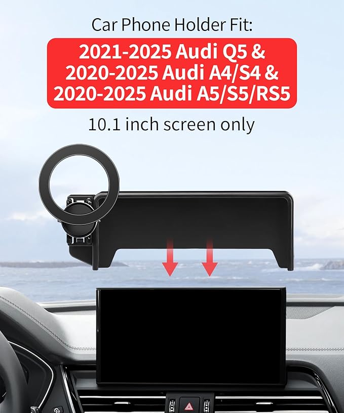 Car Phone Holder for Audi A4&S4&A5&S5&RS5 2020-2025 Accessories / Q5 2021-2025 Accessories 10.1-inch Screen Fixed Clip, Phone Mount Compatible with MagSafe, Cell Phone Holder