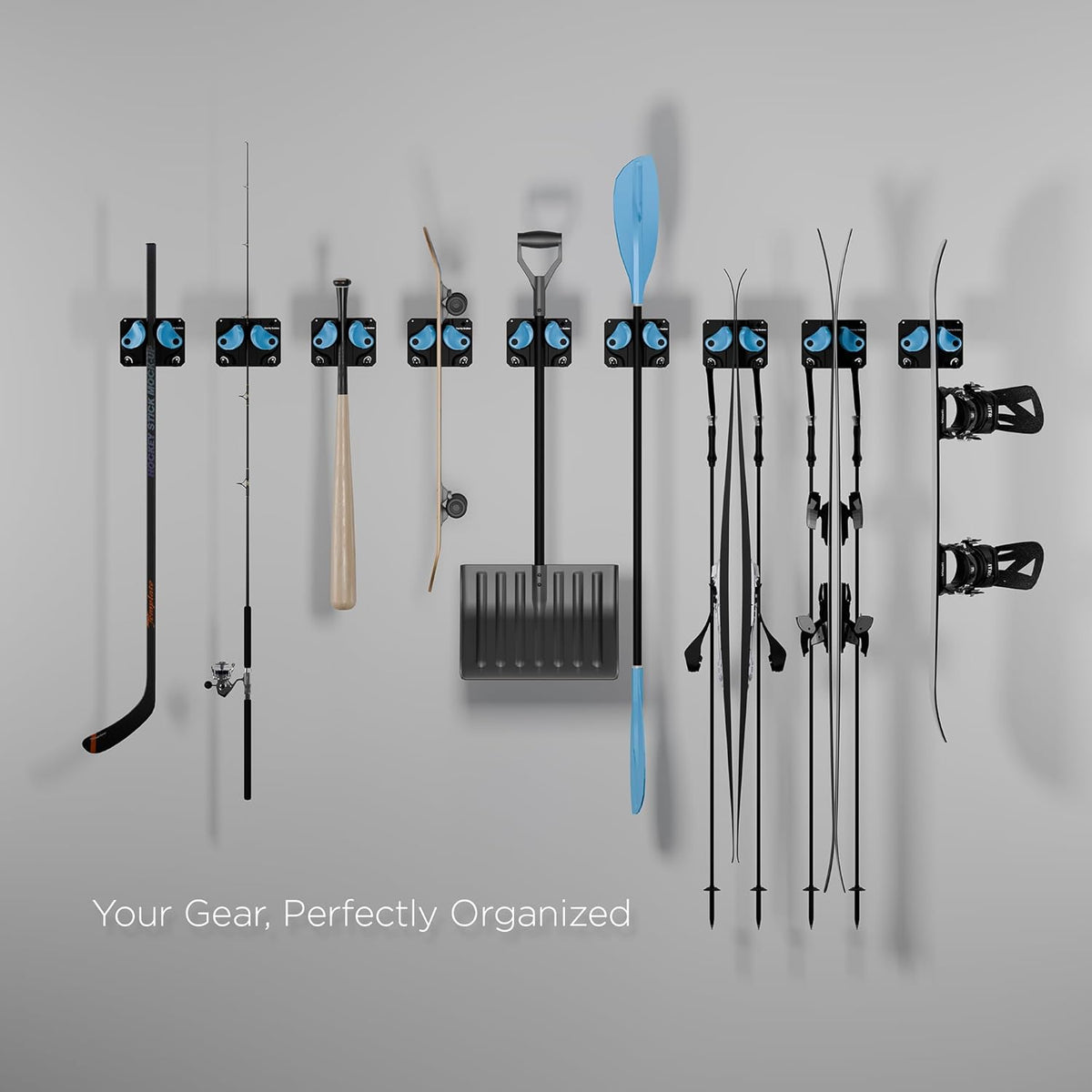Ultimate Ski & Snowboard Wall Storage Rack - Fits any Ski or Snowboard - Save Your Rocker, Tips and Tails - Damage-free - 3x - Black