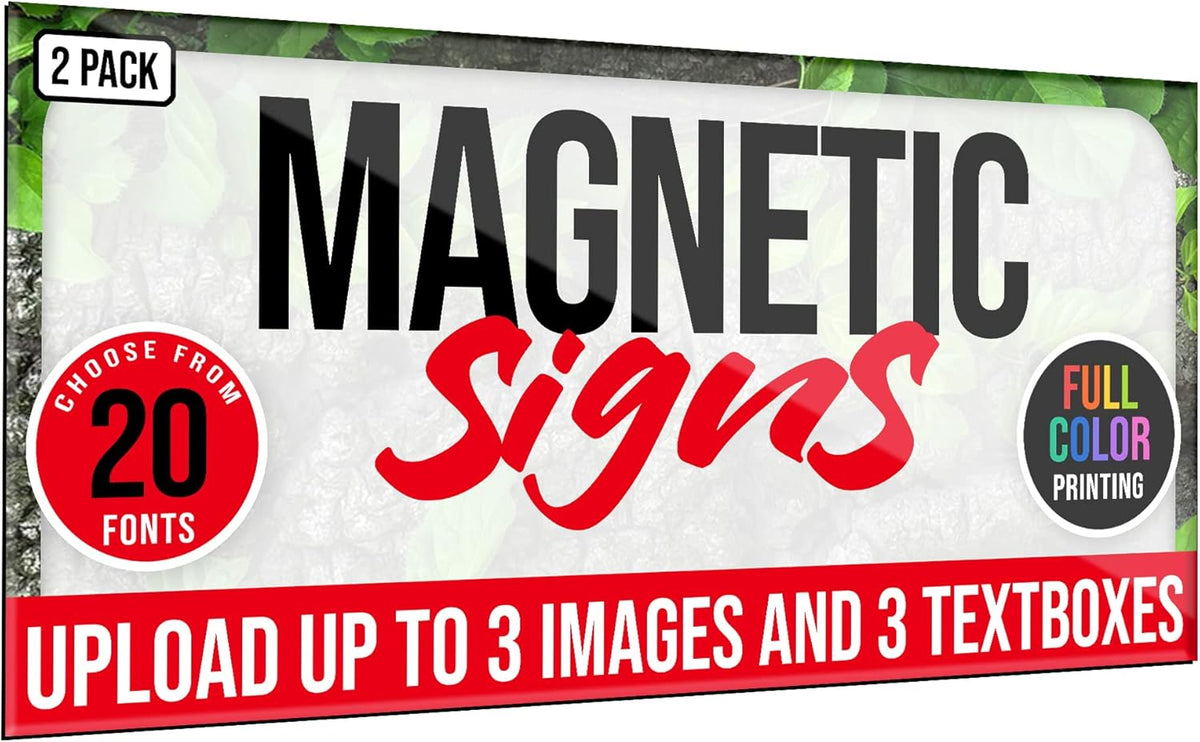 2 Pack, Personalized Magnetic Signs for Vehicles, Custom Car Magnets for Businesses, Customized Full Color Magnetic Truck Signs, 12x24 Car Magnet Signs (Design B)
