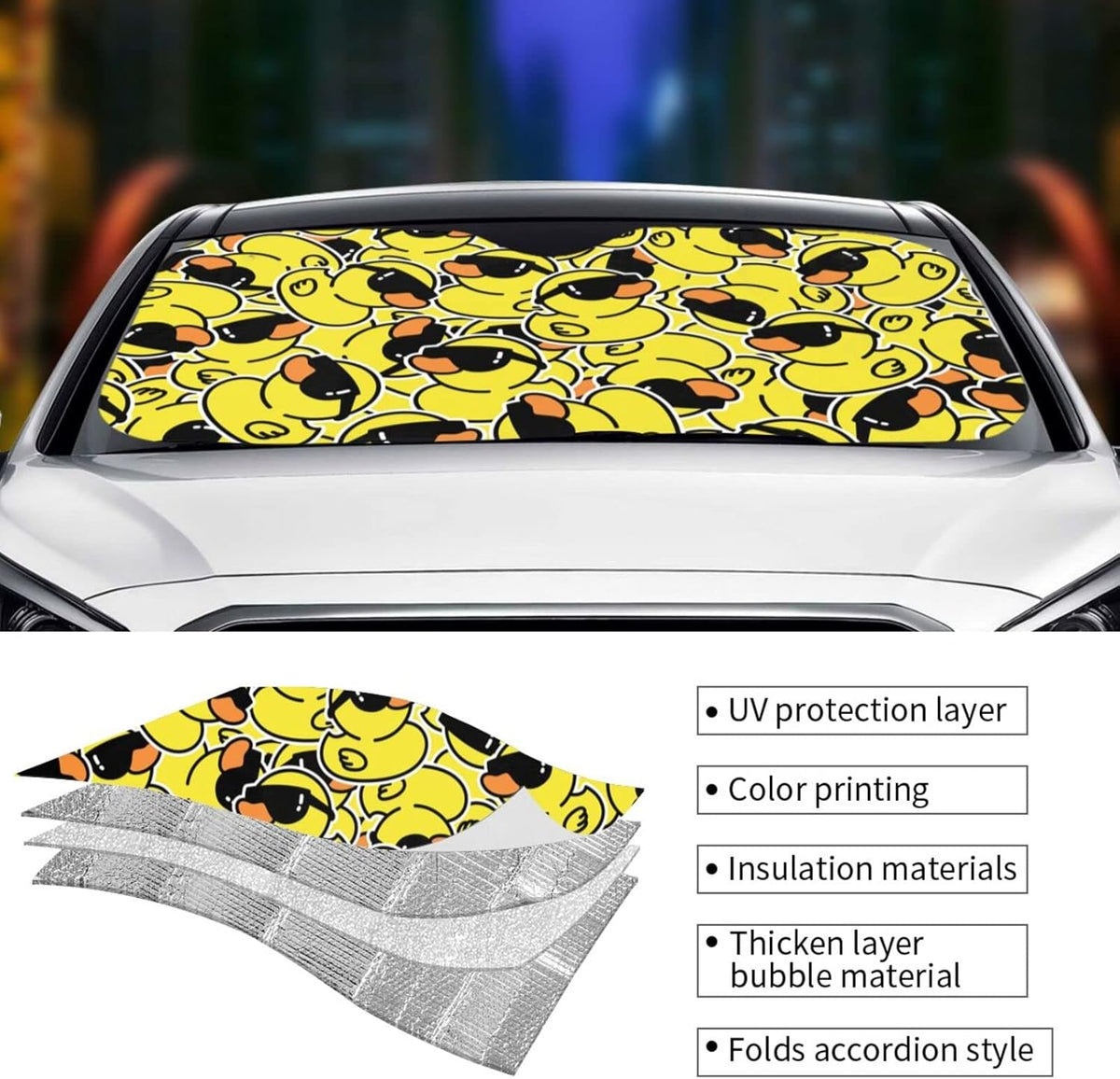 Duck Car Windshield Sunshade Front Window Sun Visor Protector Foldable Shield Cover for Truck SUV