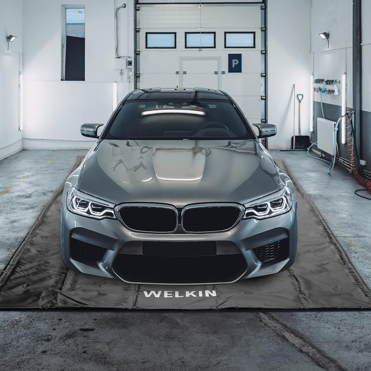 WELKIN Containment Mat,(7'9" x 16'),Non-Slip Garage Floor Mat - Heavy Duty Waterproof Protection from Snow, Rain and Mud for Cars