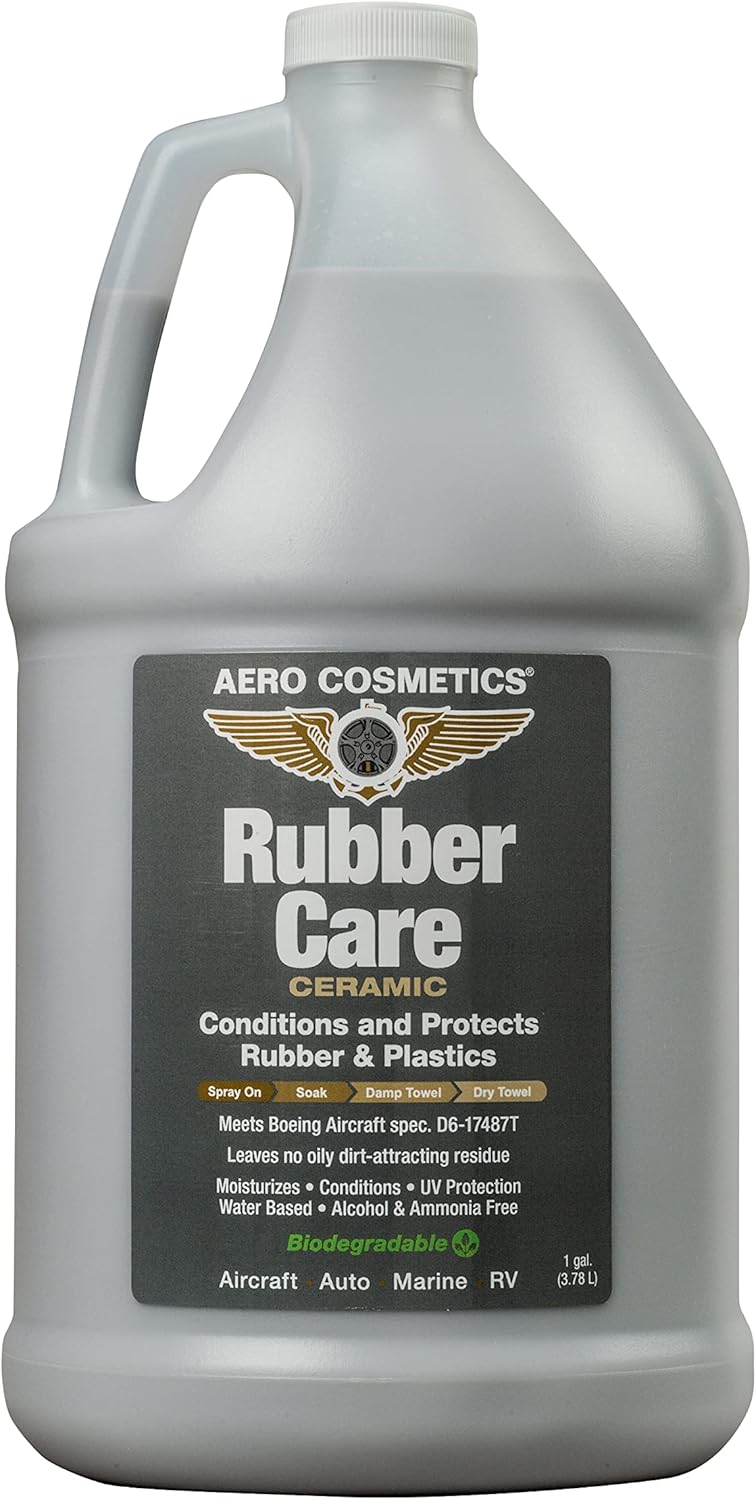 Ceramic Tire Dressing Protector, No Tire Shine, No Dirt or Brake Dust Attracting Residue 1 Gallon Satin/Matte Finish Stays Clean Longer Cleans Up Easier Aircraft Grade Better Than Automotive Products