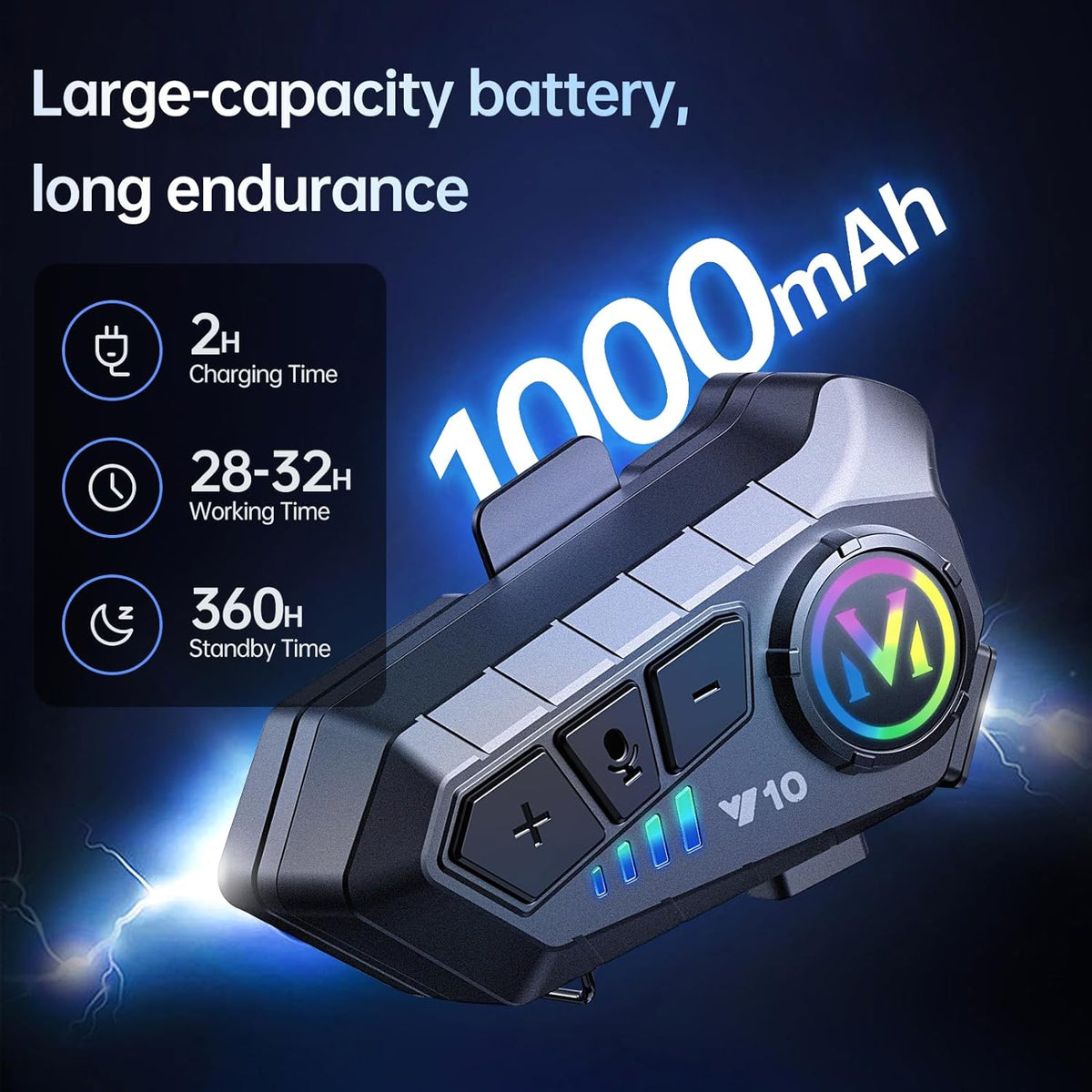 Motorcycle Bluetooth Headset Speaker Skiing Earphone Waterproof Bluetooth Helmet Headset with Noise Cancellation Ultra-Thin Wireless Bluetooth Headphones for All Helmets