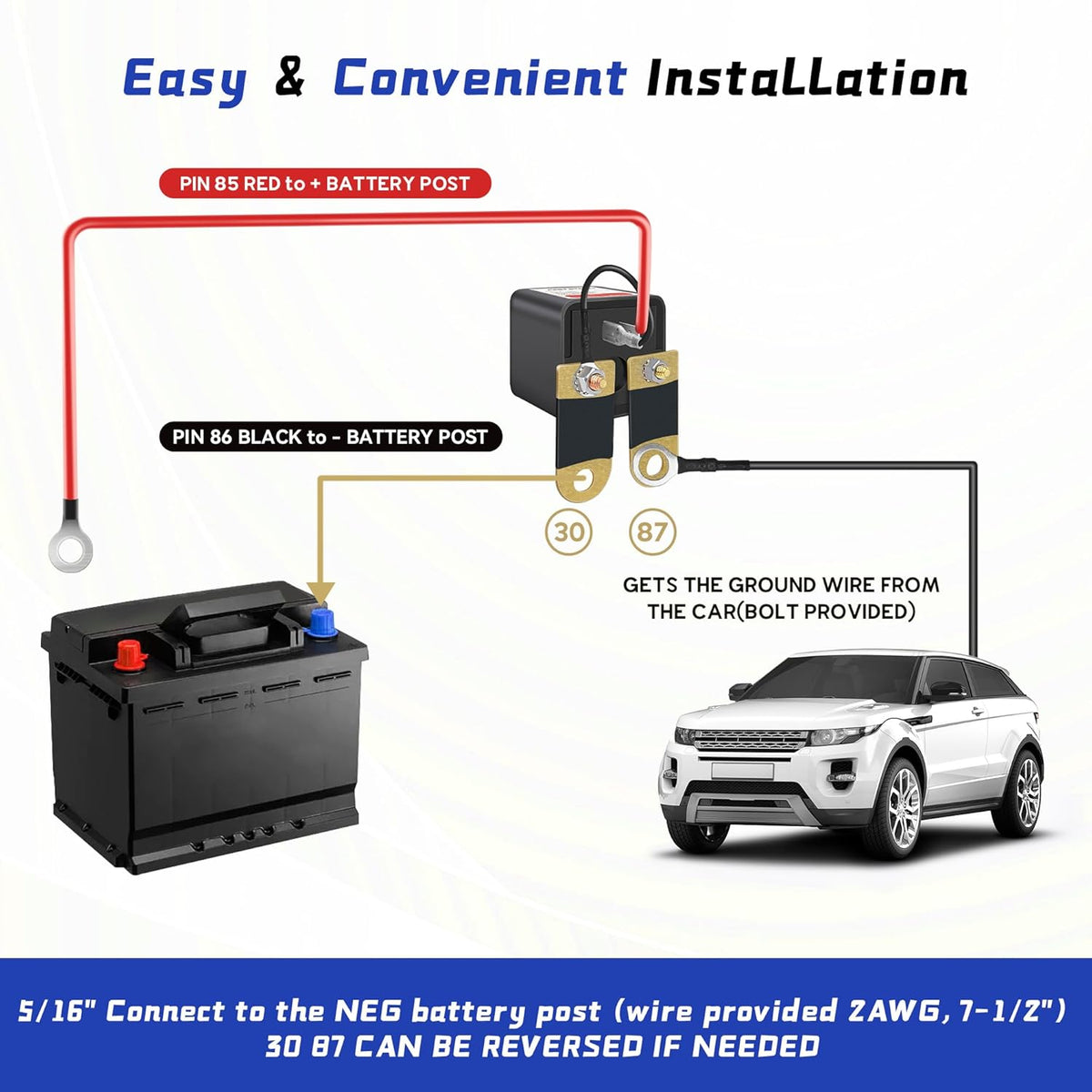 Side Post Remote Battery Disconnect Switch 12V 200A/1000A, Wireless Remote Control Heavy Duty Battery Kill Switch for Car, Truck, UTV, ATV, Marine, Anti-Theft