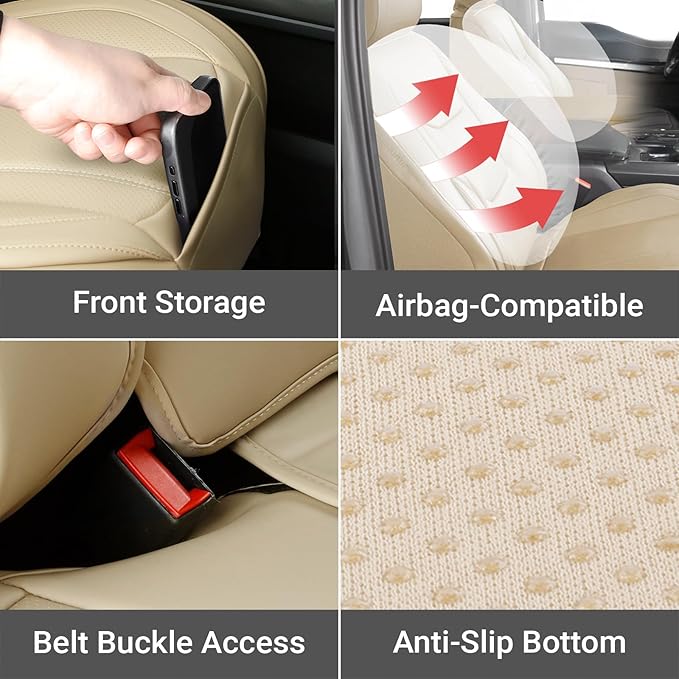Coverland Custom Fit Car Seat Covers for SUV Compatible with [2015-2025 Mercedes-Benz GLA-Class] Premium Water Resistant Leather Non-Slip Interior Protector [Full Set Beige - Size Chart X71]