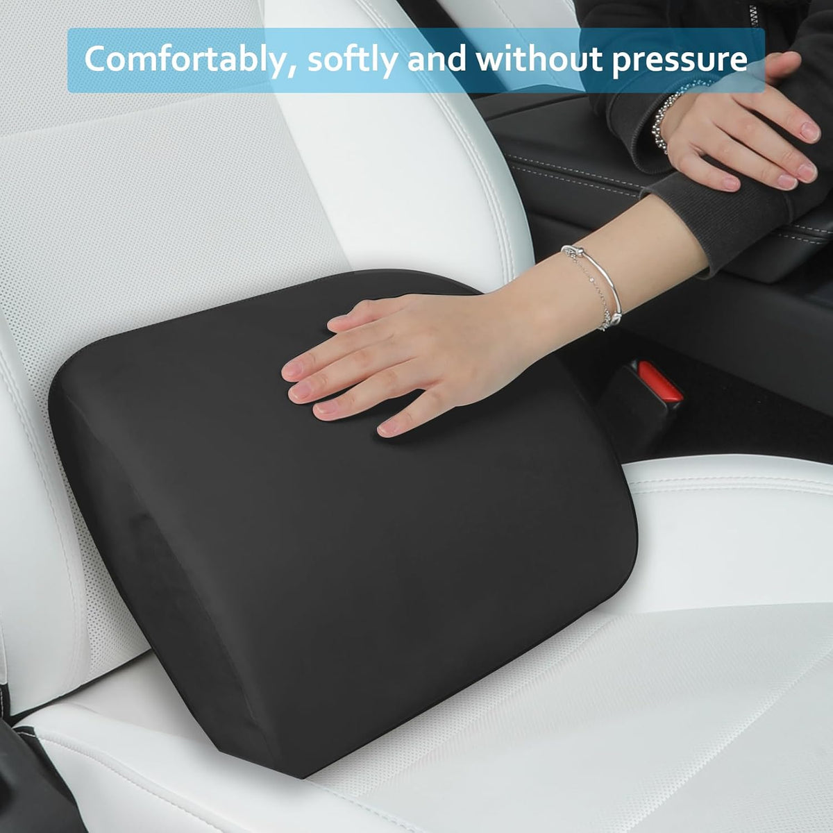 Lumbar Support Pillow Ergonomic Memory Foam Lumbar Pillow for Lower Back Pain Relief - Back Cushion for Driving, Chair Support for Car, Office & Gaming Chairs (Black, 1PC)
