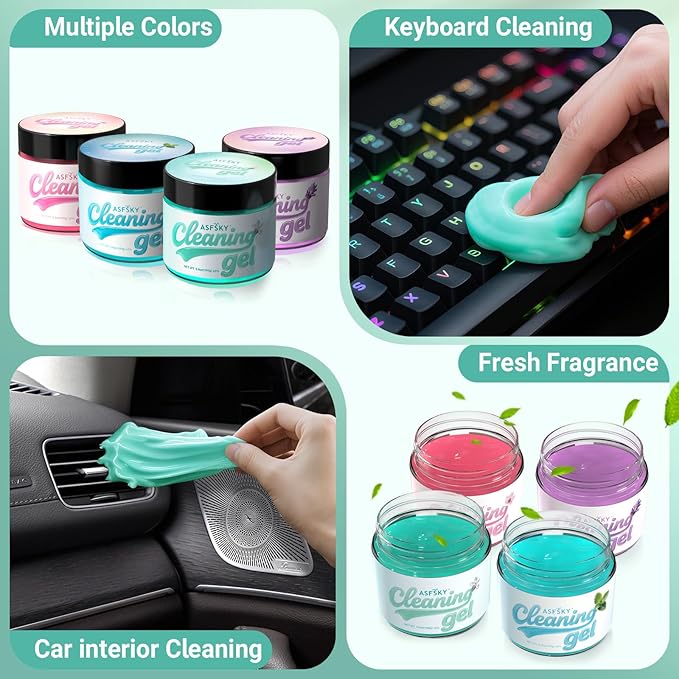 ASFSKY Car Cleaning Gel (Aromatherapy aroma) Dust Cleaning Putty Universal Car Interior Cleaner Keyboard Dust Remover Car Slime Gifts for Men Women girl（4 pack）