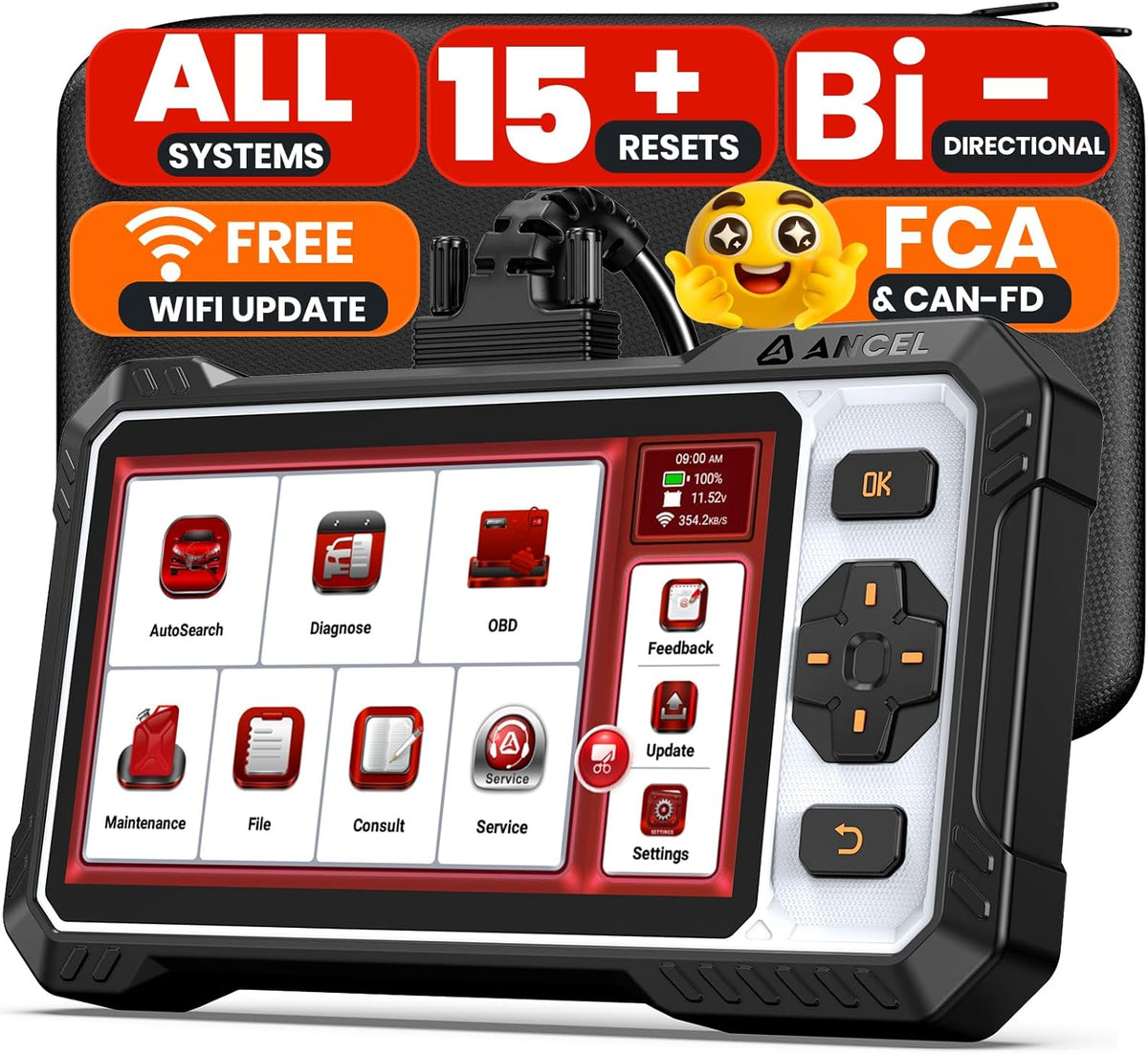 ANCEL OBD2 Scanner FX6100 Bidirectional Scan Tool, All Systems Car Scanner Diagnostic Tool with Active Test, 15+ Reset Services, Oil Light/EPB/BMS/ABS Bleeding/SAS Reset, CAN-FD, AutoVIN, Free Update
