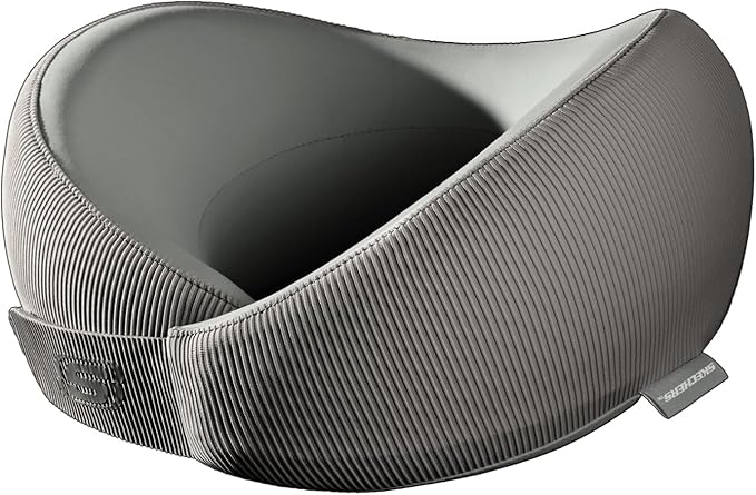 Skechers Men's Memory Foam Neck Pillow, Comfortable & Breathable Travel Pillow,Neck Pillow Airplane for Travel, Car Rides, Home, and Office Use, Ergonomic Design for Men and Women,Grey