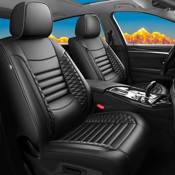 Fit Yaris Car Seat Covers for Toyota Yaris 2008-2018 2019 2020-Upgraded Premium Waterproof & Breathable Leather, Airbag Compatible, All-Weather Seat Cushion Protector (Full Set, Black)