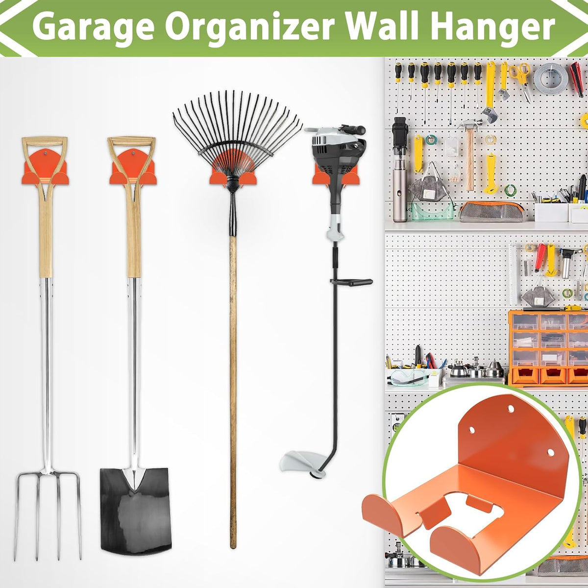 Trimmer Rack Wall Mount Heavy Duty Weedeater Hanger for Garage Wall Bracket Garage Organizer Weed Eater Hanger for Grass Trimmer, Garden Tools 1 Pack