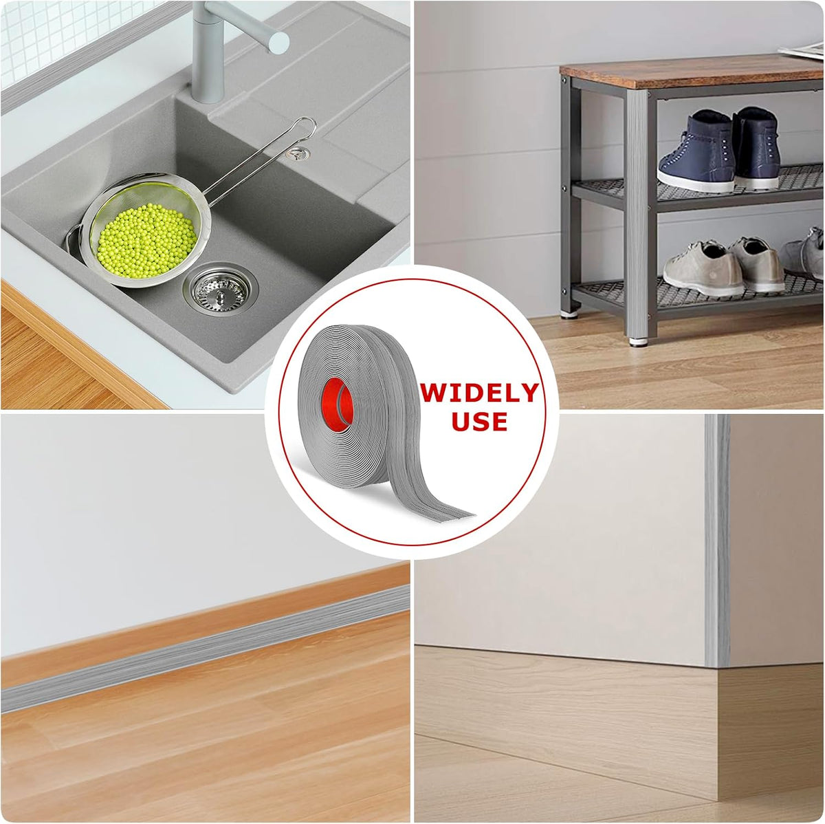 Flexible Wall Corner Protector Moulding Trim Peel and Stick Wall Corner Guards Edge Protector Self Adhesive Molding Trim Strip for Edge Ceiling (Light Gray Wood Grain, 0.8 in x 10 Ft)