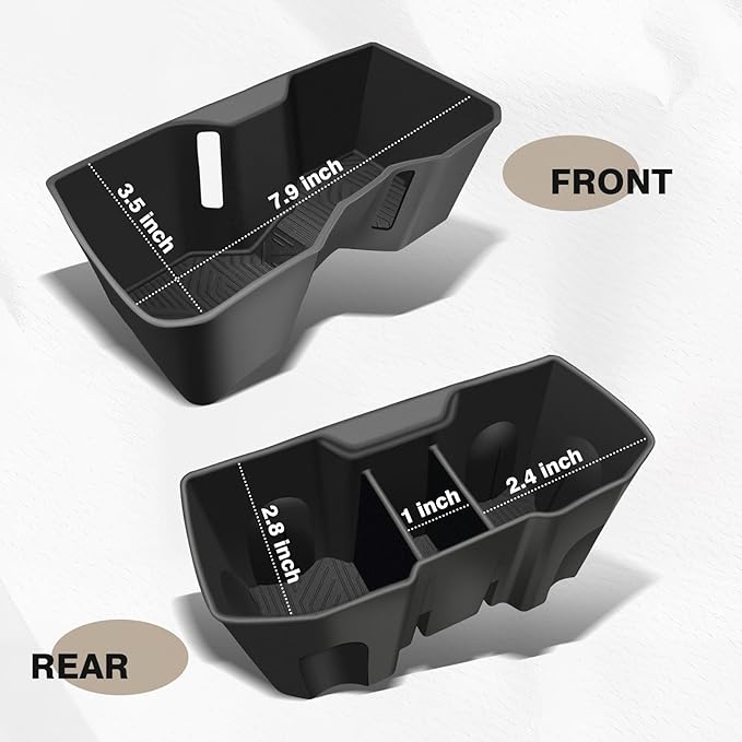 Muslogy Center Console Front&Rear Cup Holder Inserts Compatible with 2024 2025 2026 Toyota Tacoma Accessories Middle Console and Rear Armrest CupHolder Silicone Rubber Organizer 2PCS Set