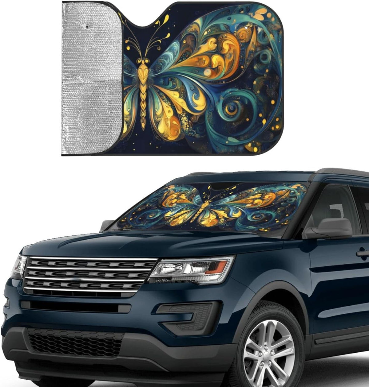 Beautiful Butterfly Car Sun Shade Windshield Sunshade Foldable Front Window Shield Cover for Truck SUV